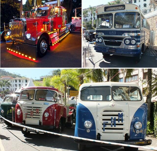 Acima, cavalo mecânico Peterbilt e ônibus Carbrasa. Abaixo, os mal-encarados FêNêMês