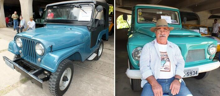 Jeep 1967 e a pick-up F75 de Nelson Nunes: ambos perfeitamente conservados