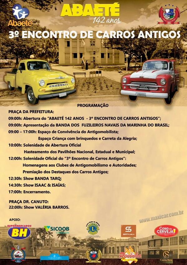 3º Encontro de Carros Antigos de Abaete MG