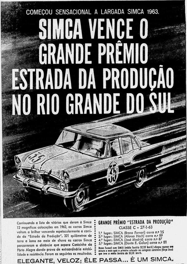 Propaganda Simca - GP Estrada da produção 1963