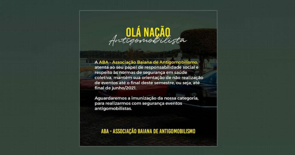 Comunicado da Associação Baiana de Antigomobilismo