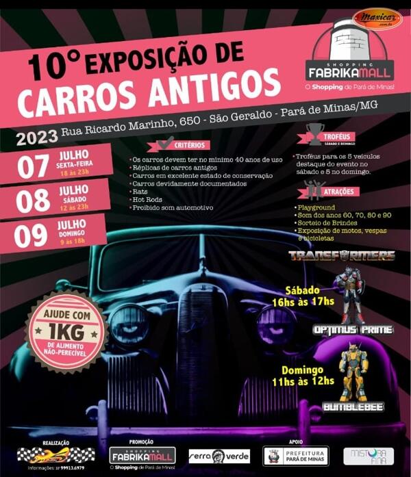 10º Encontro de Carros Antigos em Pará de Minas