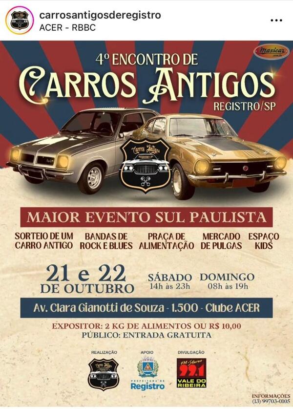 4º Encontro de Carros Antigos em Registro