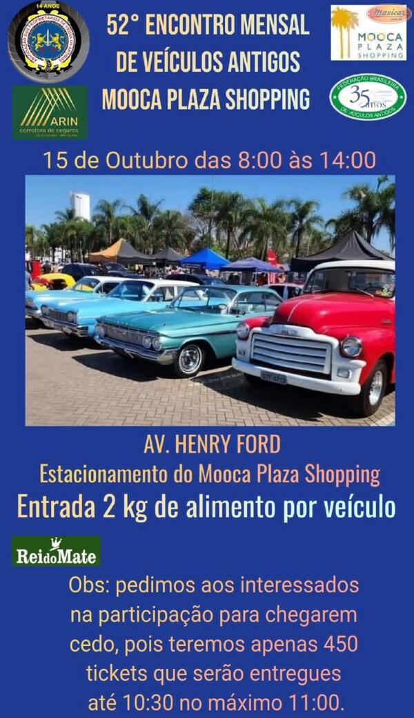 52º Encontro Mensal de Veículos Antigos Mooca Plaza Shopping