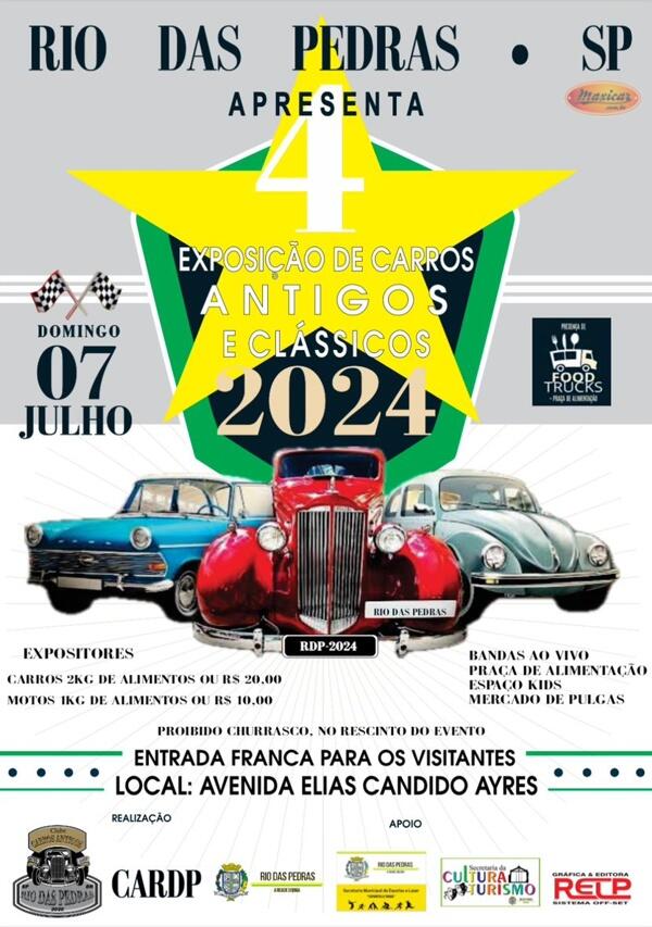 4ª Exposição de Carros Antigos e Clássicos em Rio das Pedras