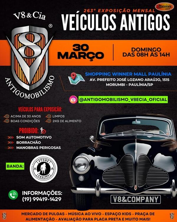 263º Exposição Mensal de Veículos Antigos do V8&Cia