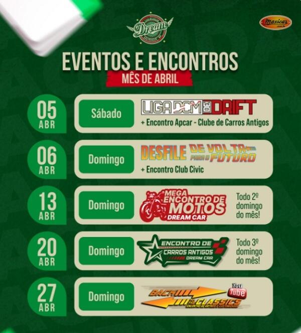 Agenda de Eventos Dream Car