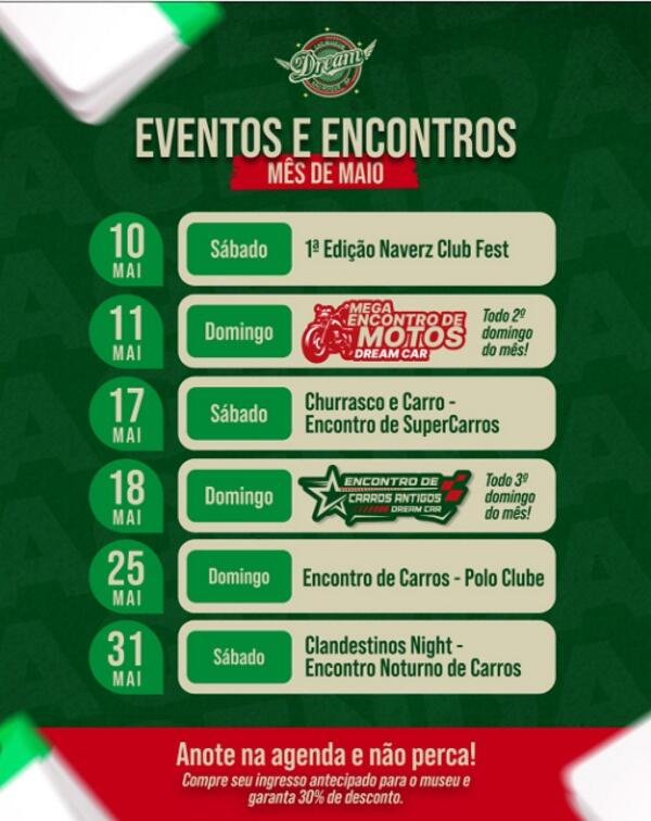 Agenda de Eventos Dream Car