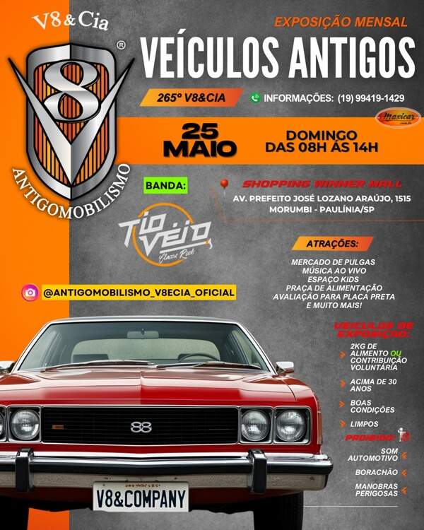 265º Exposição Mensal de Veículos Antigos do V8&Cia