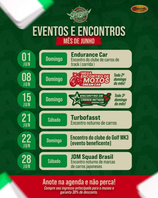 Agenda de Eventos Dream Car